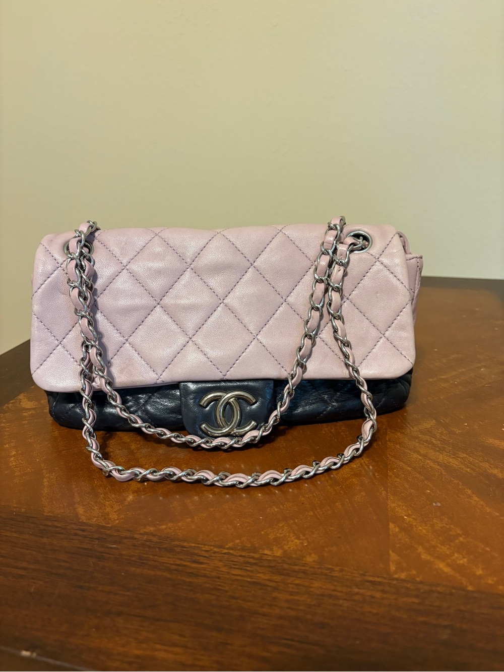 CHANEL Pink and Purple Quilted Flap Shoulder Bag